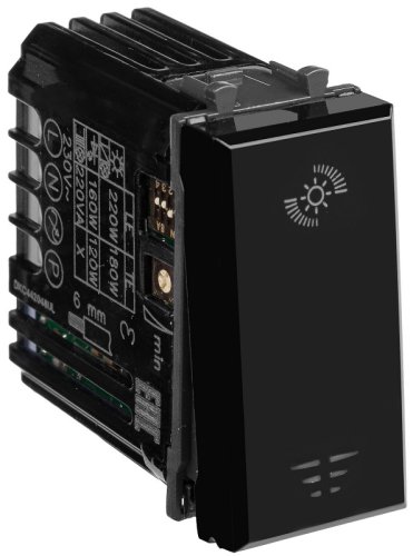 Светорегулятор кнопочный модульный DKC Avanti 1-кл. 1 мод. 5–220Вт черный квадрат фото Светорегулятор кнопочный модульный DKC Avanti 1-кл. 1 мод. 5–220Вт черный квадрат картинка